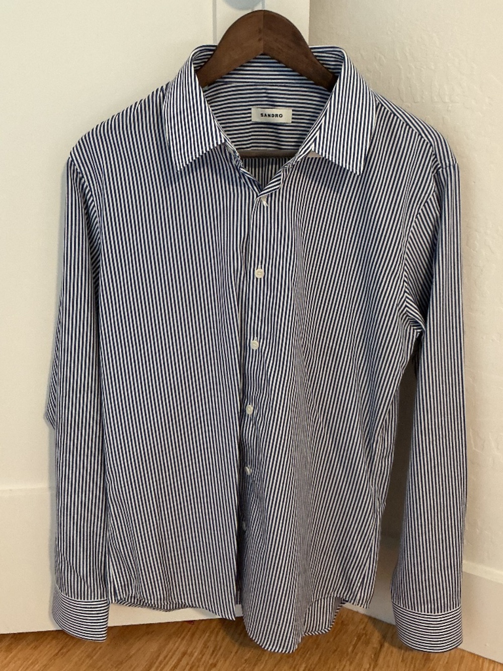 Sandro Blue Striped Shirt, Mens Medium